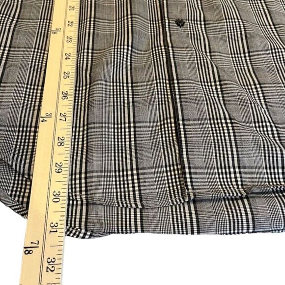 Bergamo New York Black Plaid Men's Button Front Dress Shirt Size Medium - Picture 9 of 10